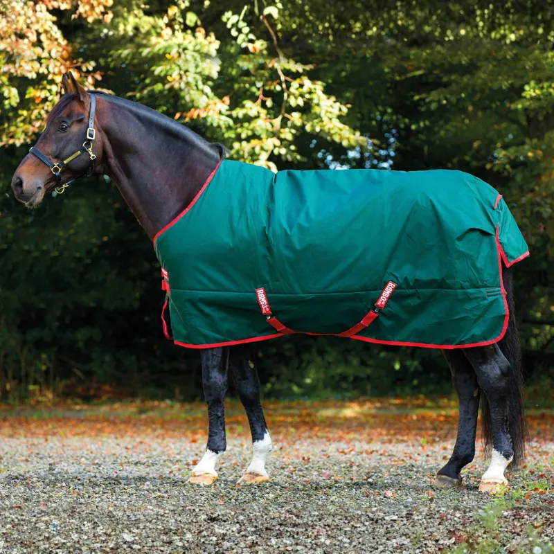 Rambo Original 1000D 0g Standard Neck Turnout Rug - Green/Red-2