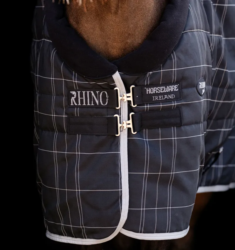 Rhino Pony 250g Vari-Layer Pony Stable Rug - Black/Grey/White Check-2