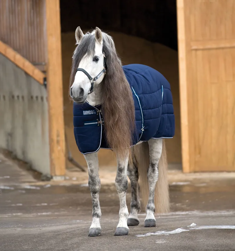 Rambo 400g Standard Neck Stable Rug - Navy/Thunderstorm Grey/Silver-1