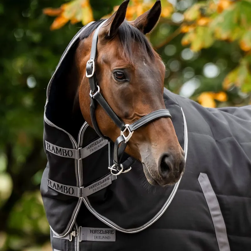 Rambo 200g Stable Hood - Black/Thunderstorm Grey/Silver