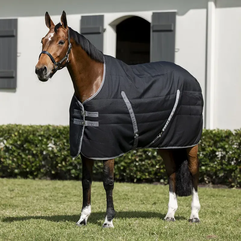 Rambo 400g Standard Neck Stable Rug - Black/Thunderstorm Grey/Silver