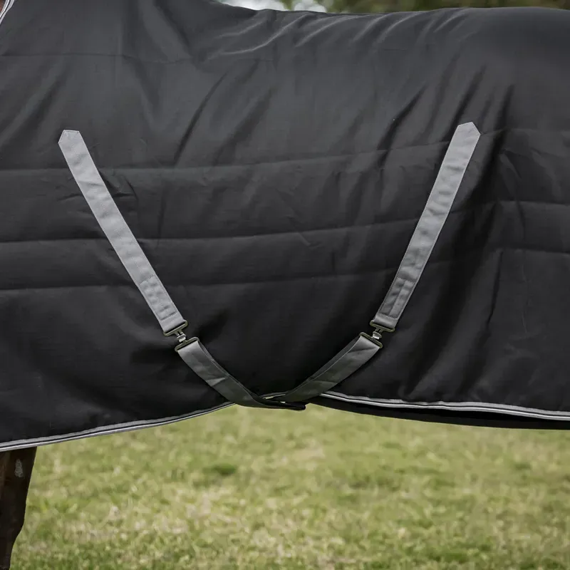 Rambo 400g Standard Neck Stable Rug - Black/Thunderstorm Grey/Silver-4