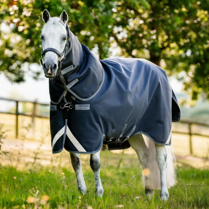 Rambo Supreme 1680D 250g Vari-Layer Detachable Neck Turnout Rug - Navy/Thunderstorm Grey/Silver