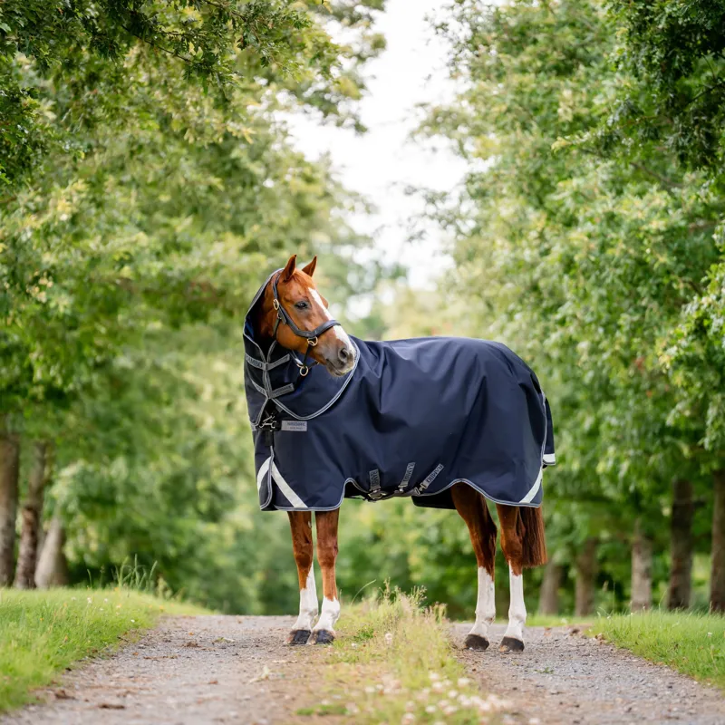 Rambo Supreme 1680D 0g Detachable Neck turnout Rug - Navy/Thunderstorm-7