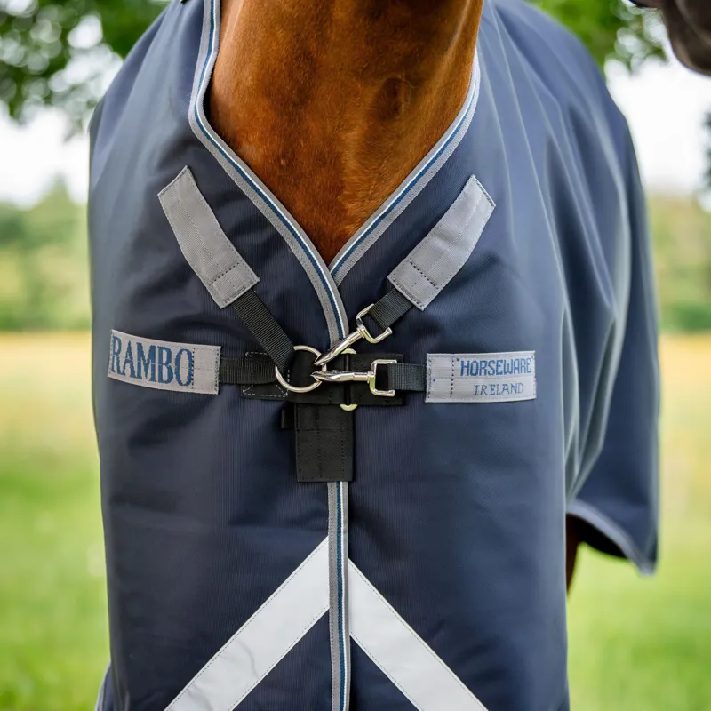 Rambo Supreme 1680D 0g Detachable Neck turnout Rug - Navy/Thunderstorm-2