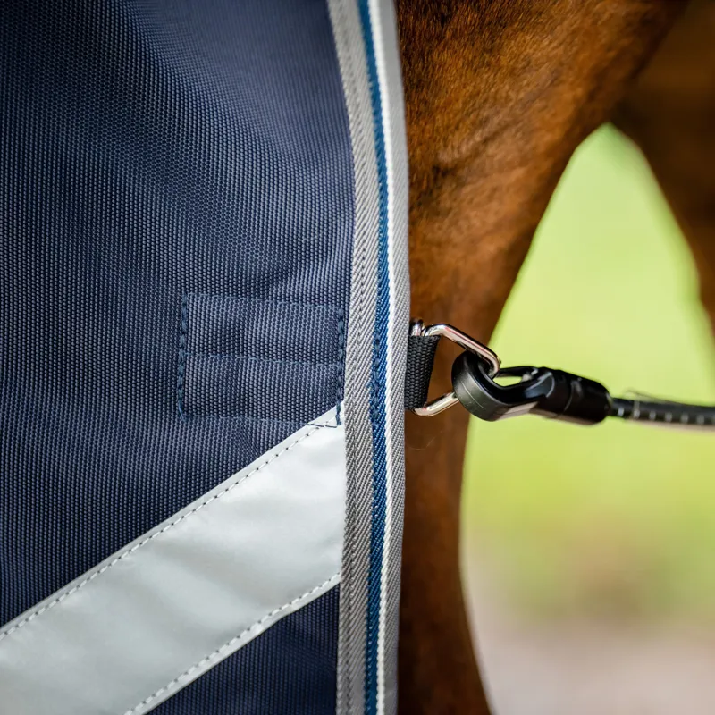 Rambo Supreme 1680D 250g Vari-Layer Detachable Neck Turnout Rug - Navy/Thunderstorm Grey/Silver-11