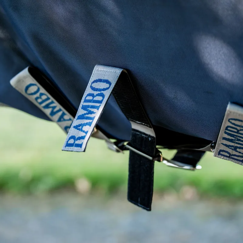 Rambo Supreme 1680D 250g Vari-Layer Detachable Neck Turnout Rug - Navy/Thunderstorm Grey/Silver-3