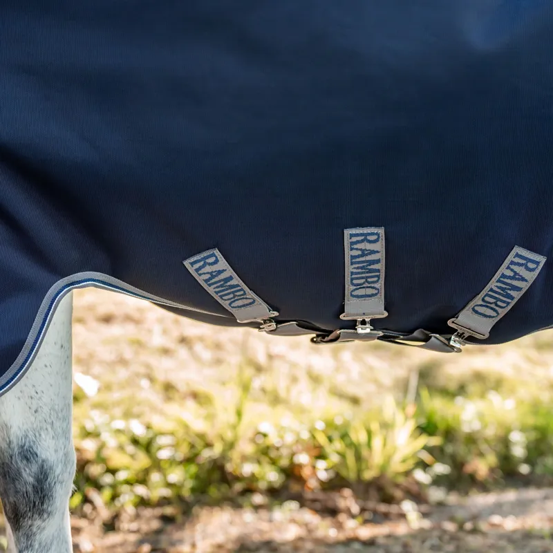 Rambo Supreme 1680D 250g Vari-Layer Detachable Neck Turnout Rug - Navy/Thunderstorm Grey/Silver-12