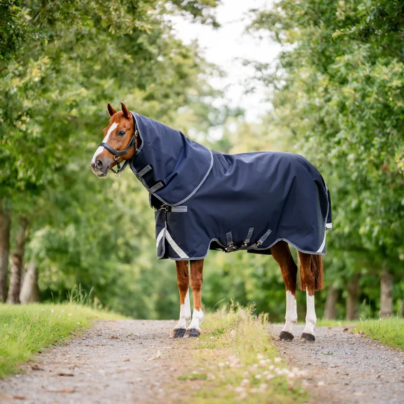 Rambo Supreme 1680D 250g Vari-Layer Detachable Neck Turnout Rug - Navy/Thunderstorm Grey/Silver-1