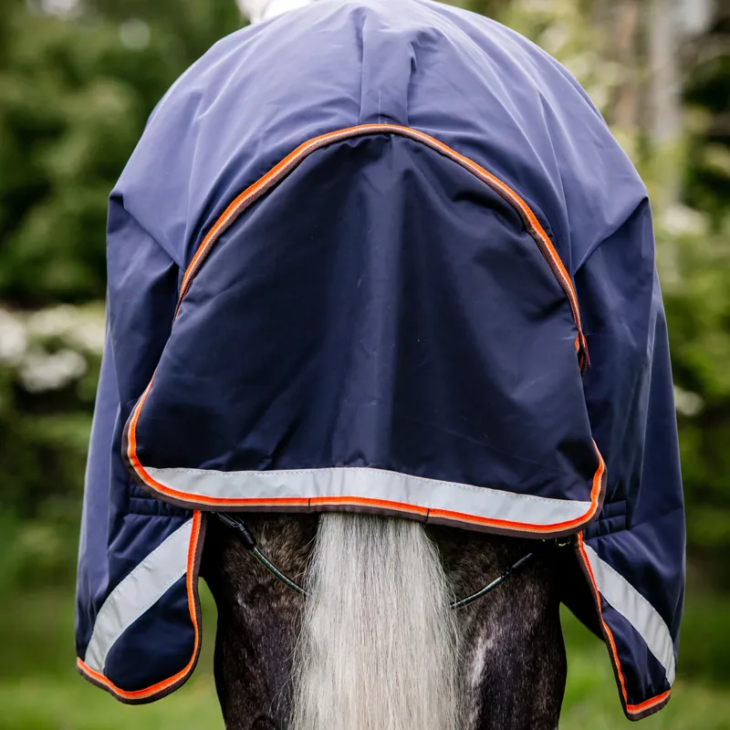 Rambo Original 100g Lite Turnout Rug with Leg Arches - Navy/Orange/Tan-5