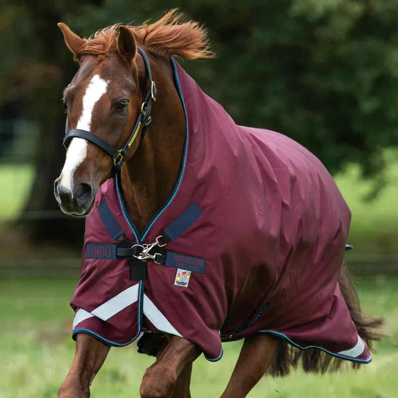 Rambo Wug 200g High Neck Turnout Rug -  Burgundy/Burgundy/Teal/Navy