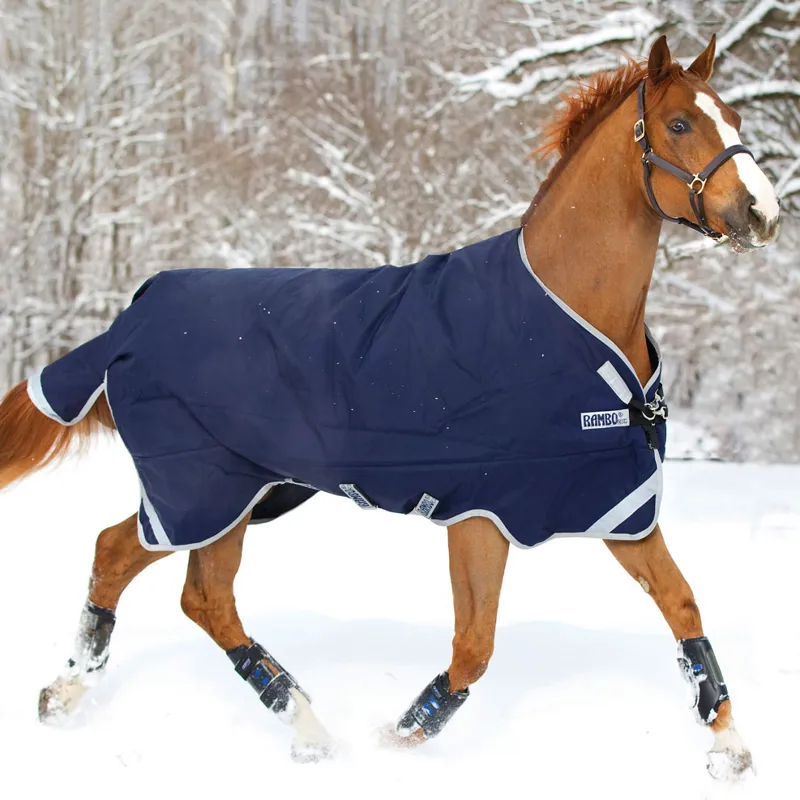 Rambo Original 200g Turnout Rug with Leg Arches - Navy/Silver