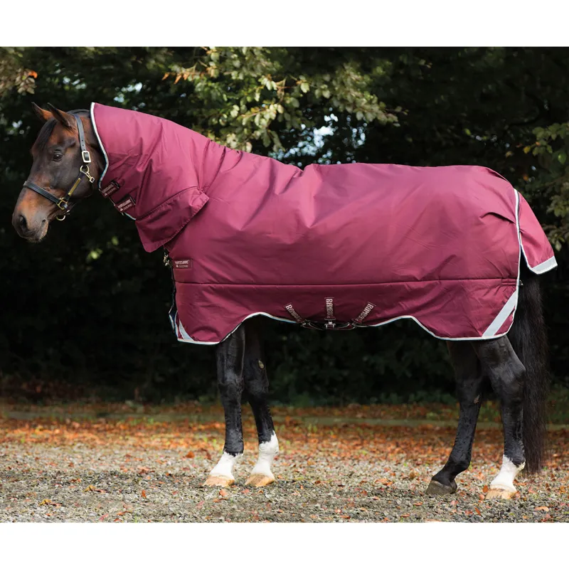 Rambo All-In-One 400g 1000D Turnout Rug - Burgundy/Duck Egg/Black-3