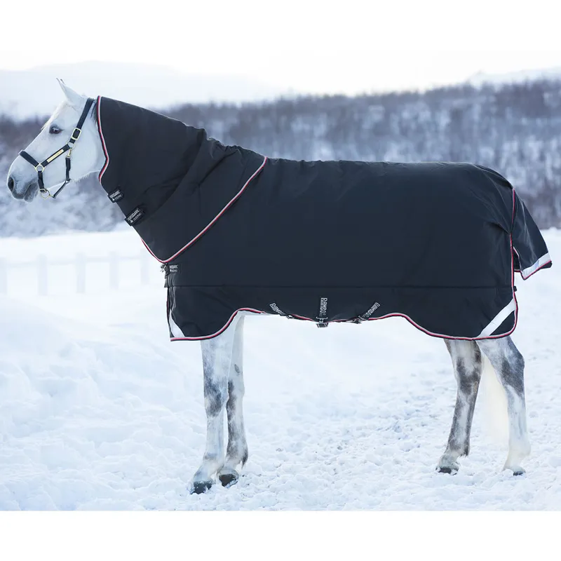 Rambo Supreme 420g Detachable Neck Turnout Rug - Black/Orange-2