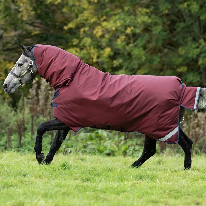 Rambo All-In-One 200g 1000D Turnout Rug - Burgundy/Teal/Navy - 5ft6