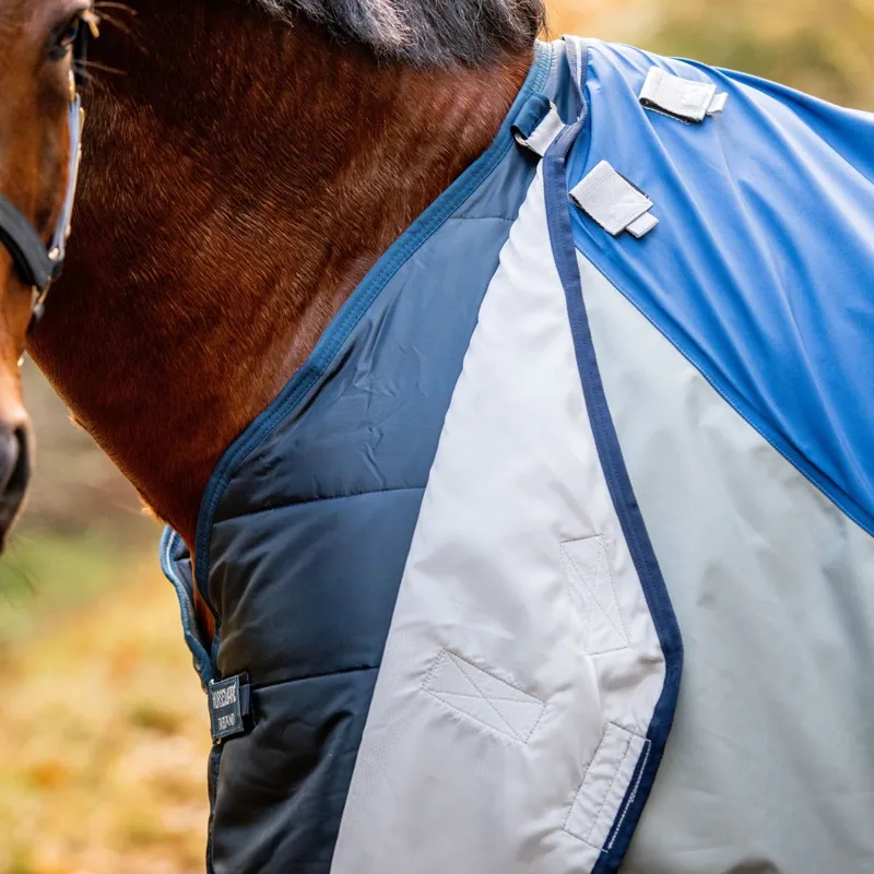 Rambo Autumn Series Detach-A-Neck 0g Turnout Rug With 100g Liner - Navy/Grey-5