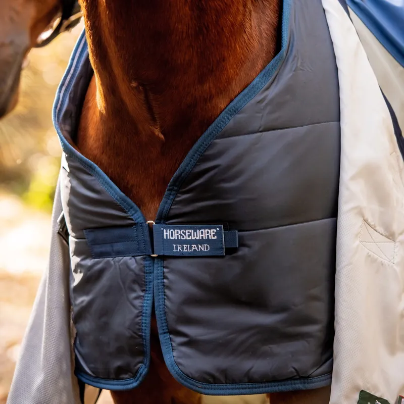 Rambo Autumn Series Detach-A-Neck 0g Turnout Rug With 100g Liner - Navy/Grey-6