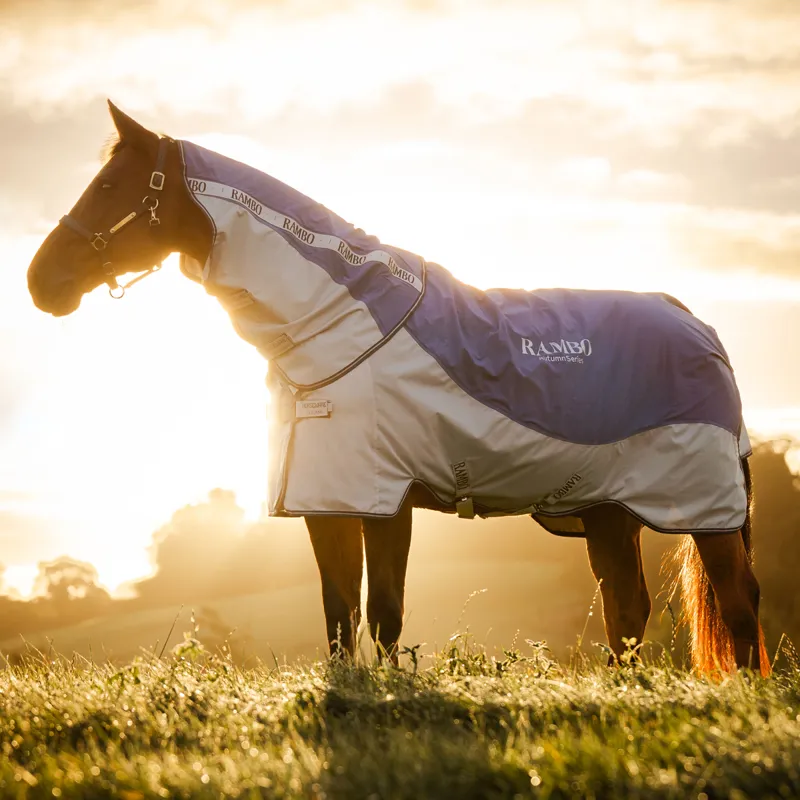 Rambo Autumn Series Detach-A-Neck Turnout Rug - Navy/Grey-9