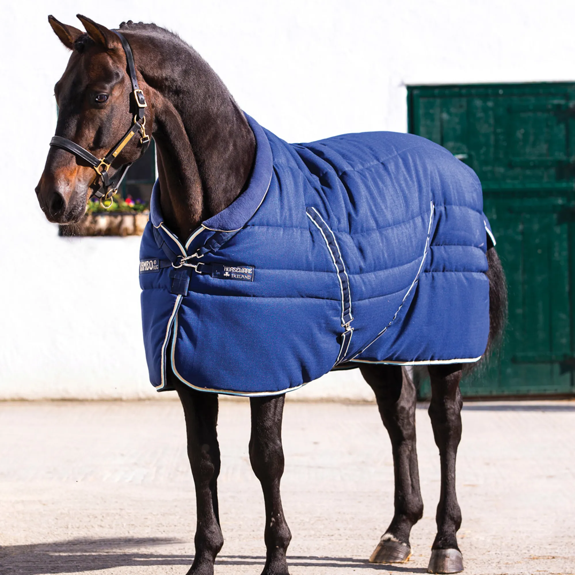 400g Stable Rug Rambo Cosy Heavy 400g Stable Rug - Navy/Beige/Blue/Navy