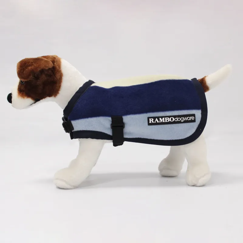Rambo Deluxe Fleece Dog Coat Whitney Stripe Navy