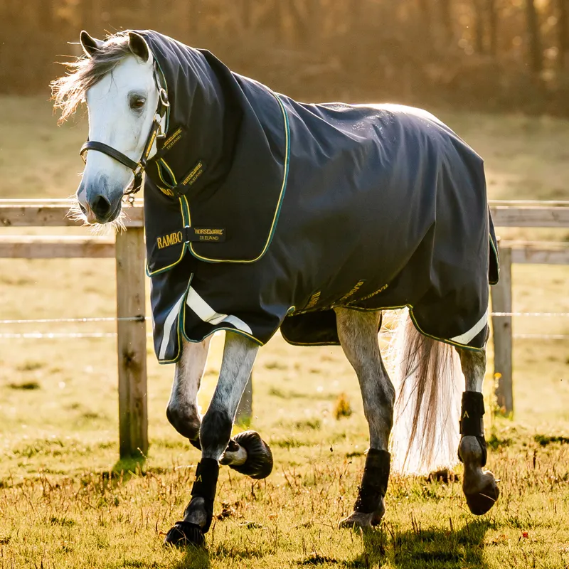 Rambo Duo Force 2.0 100g Turnout Rug with 2 Eco Liners Bundle - Navy-2
