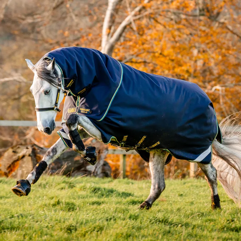 Rambo Duo Force 2.0 100g Turnout Rug with 2 Eco Liners Bundle - Navy-3