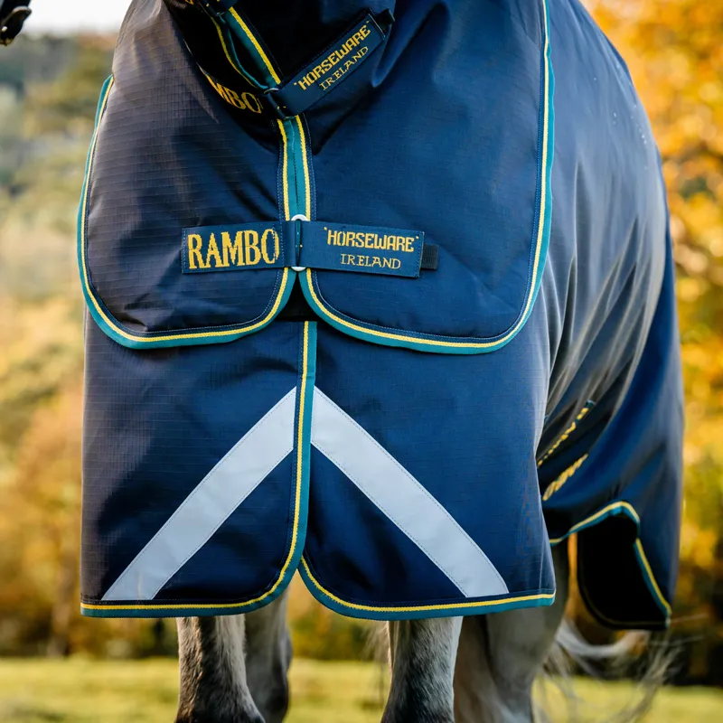 Rambo Duo Force 2.0 100g Turnout Rug with 2 Eco Liners Bundle - Navy-4