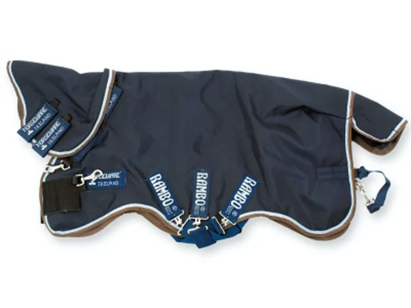 Rambo Duo Plus 100g Turnout Rug With 300g Liner - Navy/Blue/Brown-4
