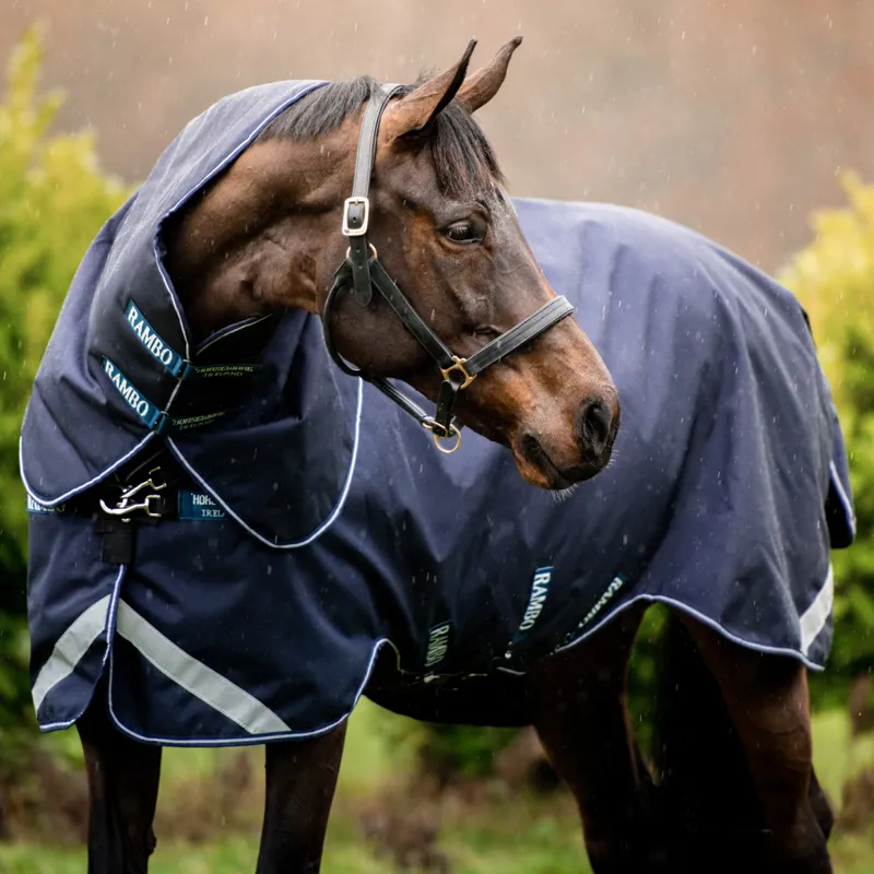 Rambo Duo Force 100g Turnout Rug with 2 Liners Bundle - Navy/White-4