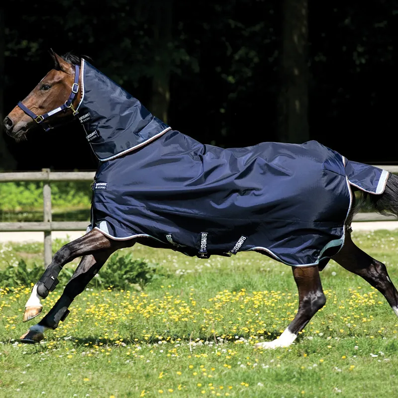 Rambo Duo Plus 100g Turnout Rug With 300g Liner - Navy/Blue/Brown-1