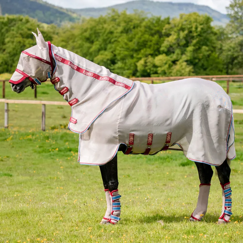 Rambo Protector Detach-A-Neck Disc Front Fly Rug - Oatmeal/Cherry