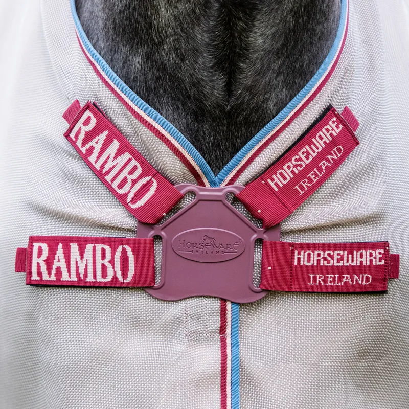 Rambo Protector Detach-A-Neck Disc Front Fly Rug - Oatmeal/Cherry-3