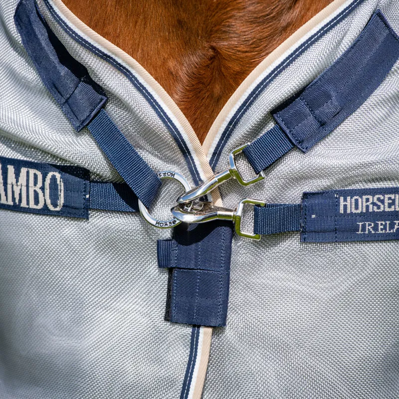 Rambo Protector Detach-A-Neck Fly Rug - Silver/Navy/White/Beige-1
