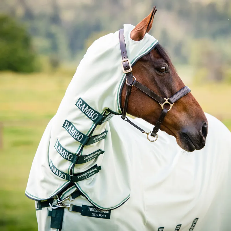 Rambo Hoody Sweet Itch Fly Rug - Green/Sage/Beige - 7ft3-1