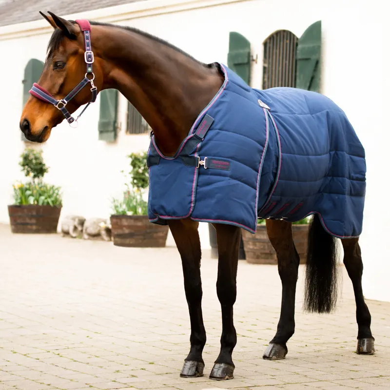 Rambo Optimo 200g Medium Stable Rug - Navy/Burgundy/Teal-1