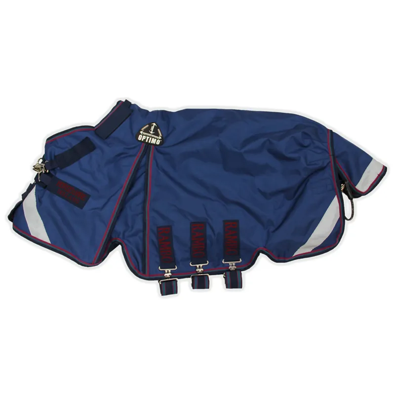 Rambo Optimo 0g Standard Neck Turnout Rug - Navy/Burgundy/Teal/Navy