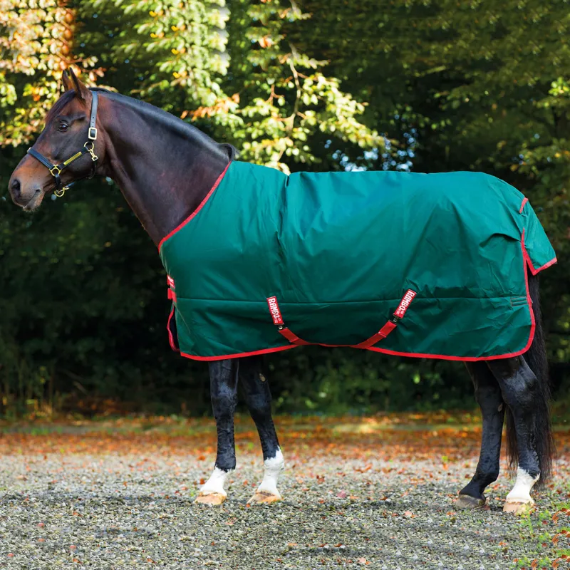 Rambo Original 400g Standard Neck Turnout Rug - Green/Red-1