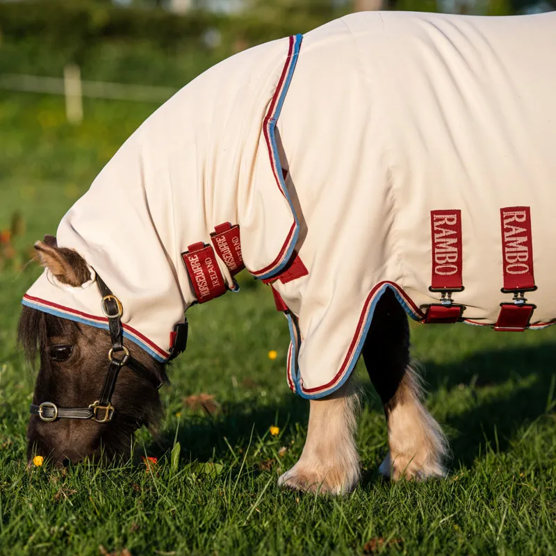 Rambo Petite Hoody Sweet Itch Fly Rug - Sand/Cherry/Peach/Blue-1