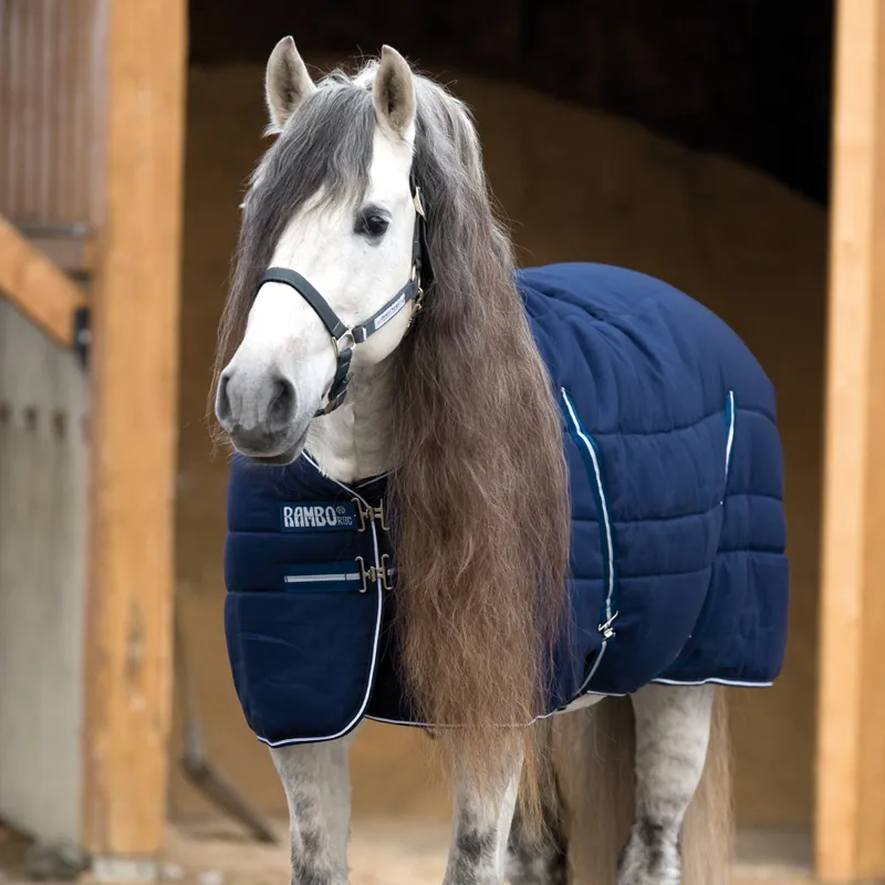 Rambo Medium Weight 200g Stable Rug Navy/Navy/White