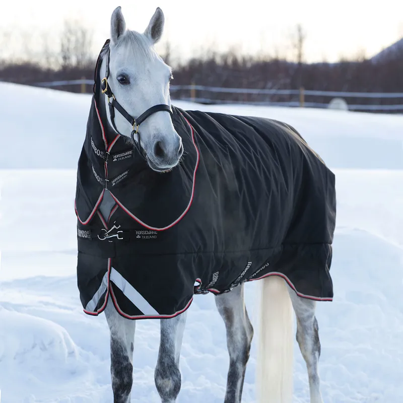 Rambo Supreme 420g Detachable Neck Turnout Rug - Black/Orange-1