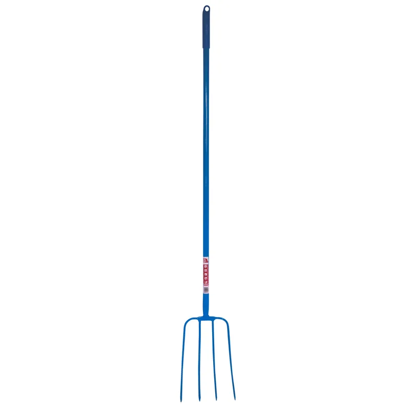 Red Gorilla 4-Prong Manure Fork with Straight Handle - Blue