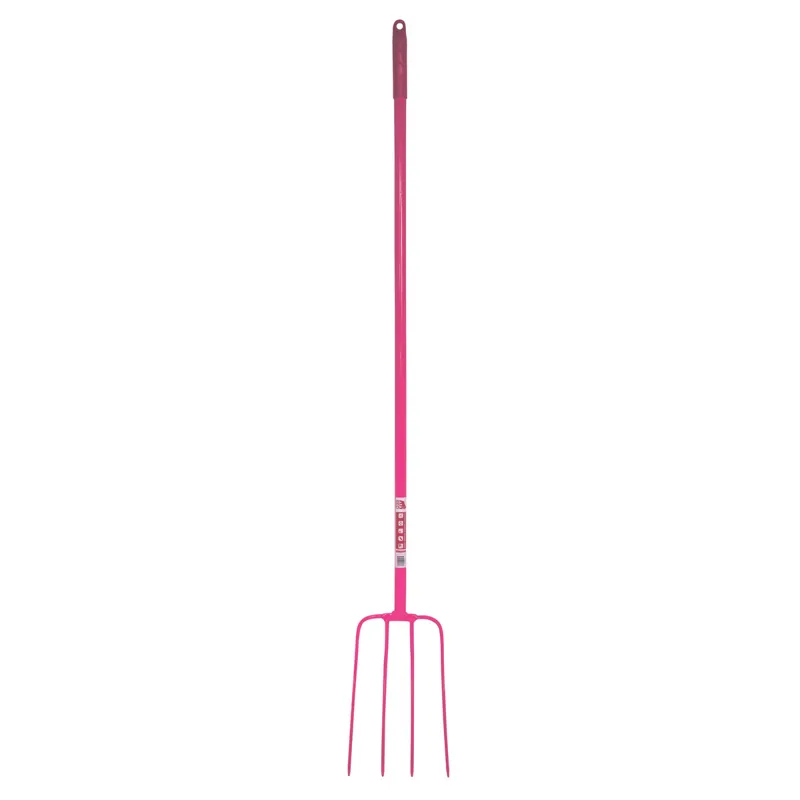 Red Gorilla 4-Prong Manure Fork with Straight Handle - Pink