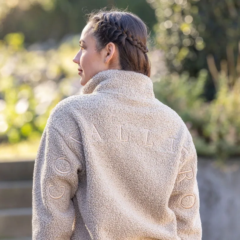 Covalliero Teddy Fleece Womens Sweater - Beige-1