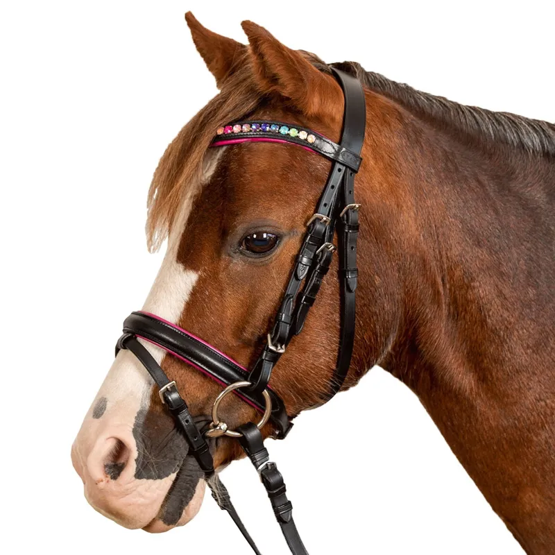 STAR Pinky Flash Bridle with Reins - Black