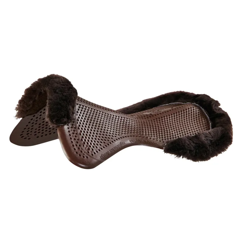 Acavallo Classic Non Slip 1/2 Cut Out Sheepskin Gel Pad - Brown/Brown