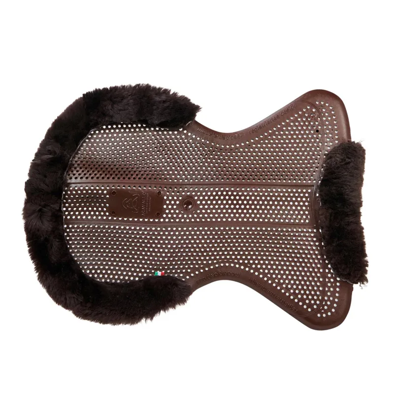 Acavallo Classic Non Slip 1/2 Cut Out Sheepskin Gel Pad - Brown/Brown-1