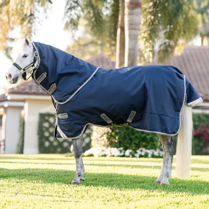 Amigo Pony 1200D Plus 50g Turnout Rug - Navy/Titanium/Silver