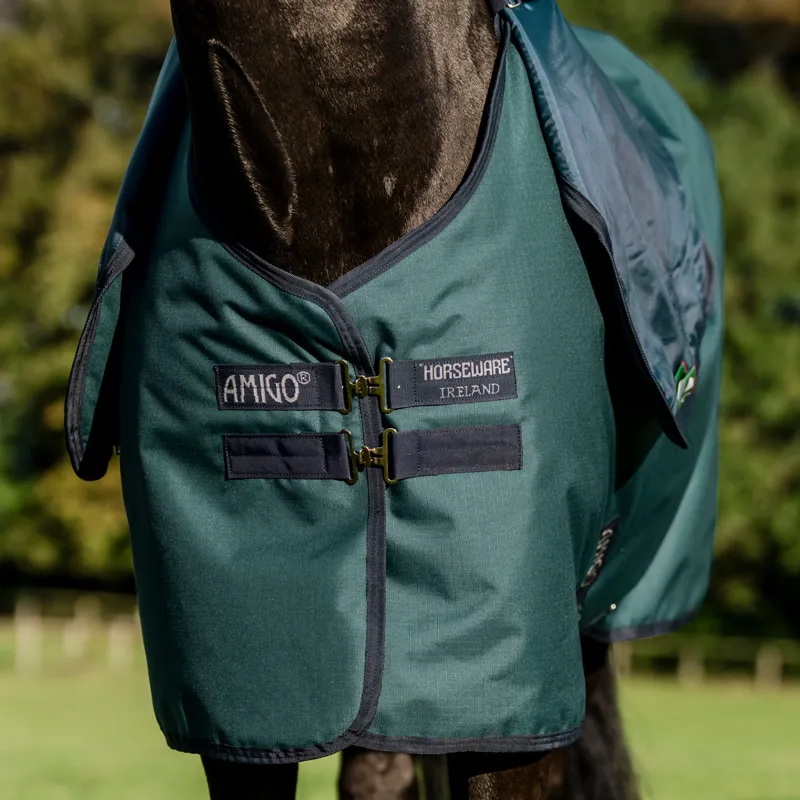 Amigo Ripstop 900D Plus 100g Turnout Rug - Dynasty Green/Navy/Silver-2