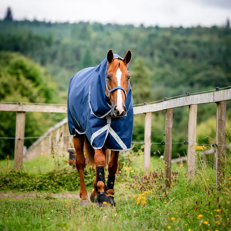 Amigo Bravo 1200D Plus 400g Turnout Rug - Navy/Titanium/Silver-1