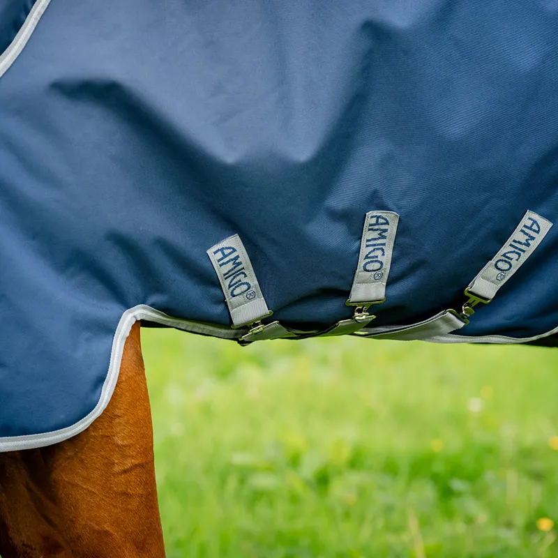 Amigo Bravo 1200D Plus 400g Turnout Rug - Navy/Titanium/Silver-4
